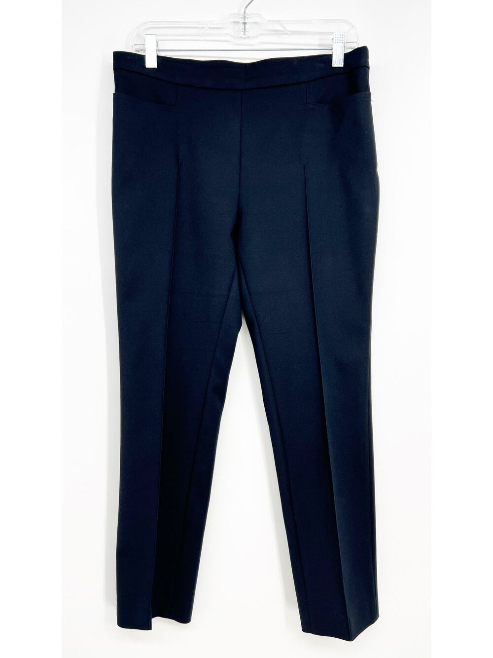 Akris punto Franca Mid Rise Cropped Pants Women US 8 Black Cotton Blend Slim Fit